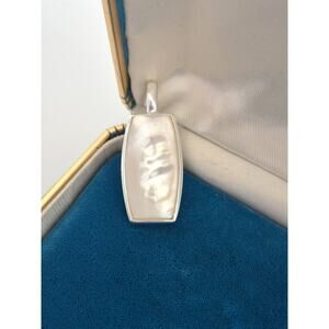 Sterling Silver Mother of Pearl Rectangle Scroll Pendant